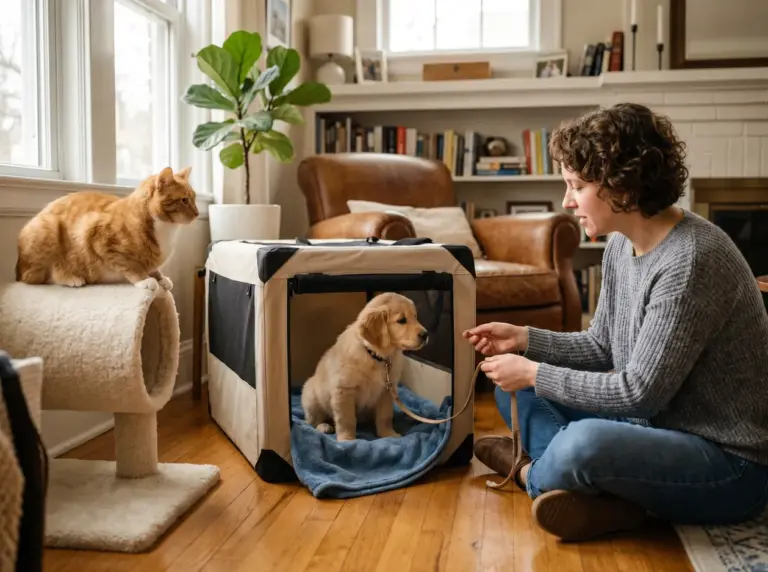 How To Introduce Young Puppies To Resident Adult Cats Thumbnail